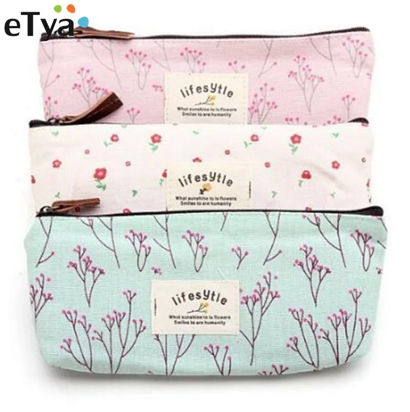 

Fashion Women Cosmetic Bags Fresh Cute Canvas Multifunction Floral Makeup Organizer Bag Lady Toiletry Travel Bags