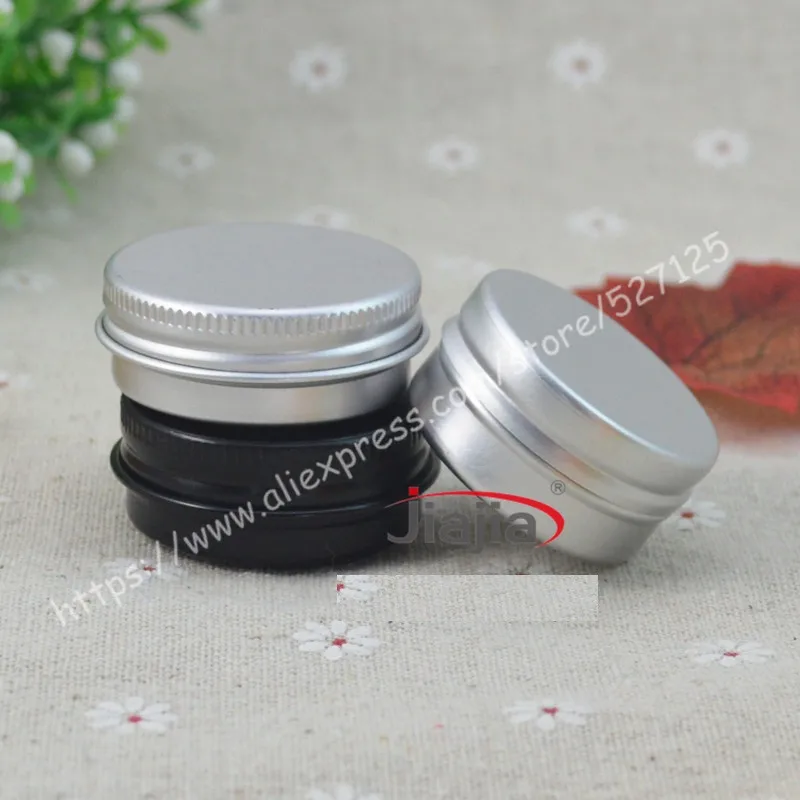 

15g silver/black aluminum jar/tin/can with aluminum lid.metal tea tin,15ml sample/mini aluminum jar,for cream or food storage