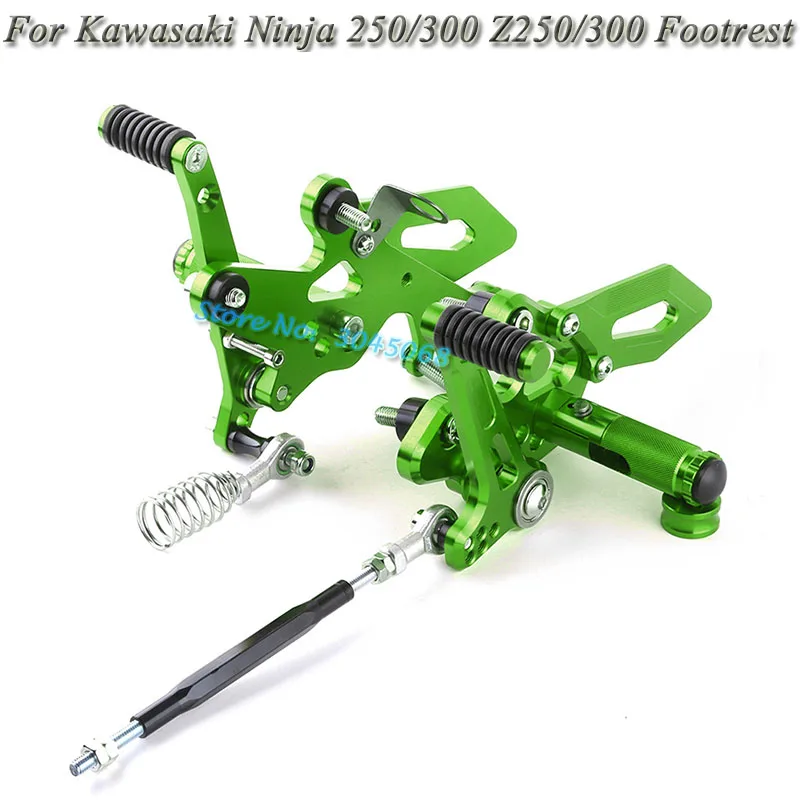 Зеленый Для Kawasaki Ninja 250 Ninja 300 Z250 Z300 Мотоцикл Регулируемый правый левый задний комплект ЧПУ подножка подножки 2013 15 16 - Цвет: Зеленый