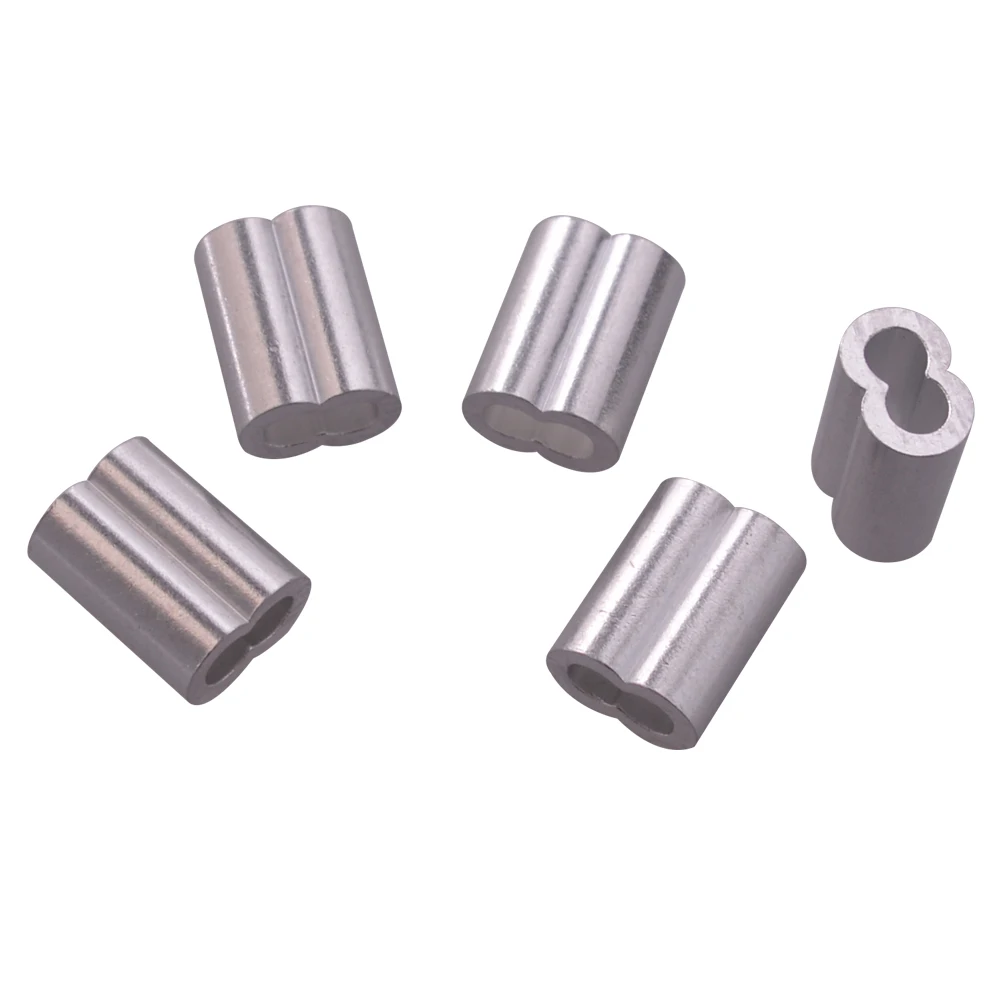 

5 Double Ferrules Sliver Aluminum Crimping Loop Wire Rope Clip Sleeves Clamps for M5 Wire Rope Pack of 40