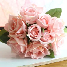 9 головок декоративный искусственный шелк поддельные цветы Лист Розы Свадьба Цветочный декор букет украшение для дома Свадебные украшения цветок# XTT