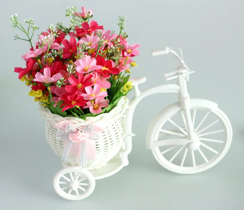 Flone Artificial Rose Flower Set Rattan Vase Simulated Flower Car Plastic Flower Bouquets For Indoor Household Decoration (9)