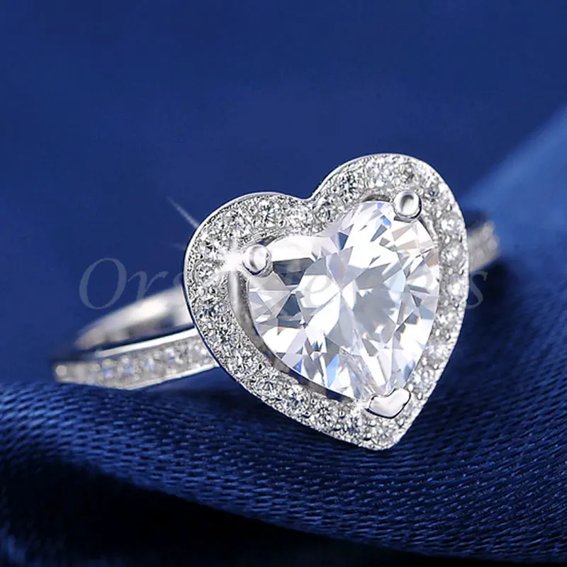 ORSA JEWELS Heart Cut 1.75ct Cubic Zirconia Ring for Women Fashion Jewelry Silver Color Lead & Nickel Free Rings Wholesale OR40