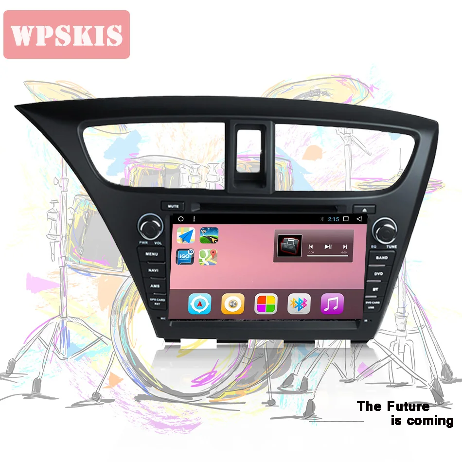 Sale 8" Android 8.1 Car DVD For Civic Hatchback 2013 2014 2015 Auto PC PAD Radio RDS GPS Navigation Audio Video Tape Recorder Screen 0