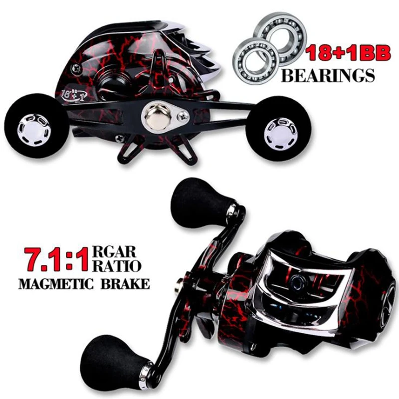 

1PCS Baitcasting Reel Left/Right Handed Fishing Reel 18BB+1 7.1:1 For All Level Water High Quality Accessories