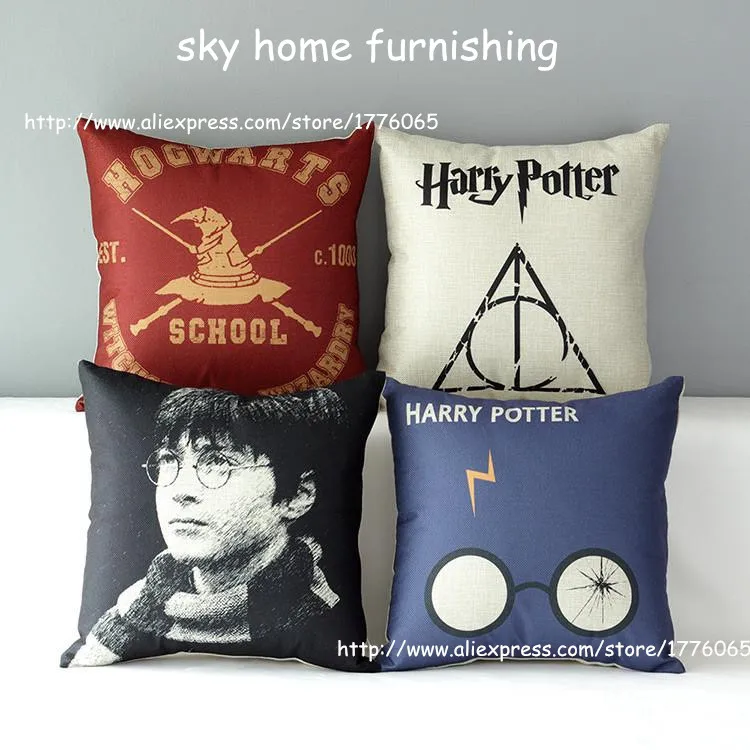 

45*45 new factory wholesale Professional custom-made Cushion Cotton and linen hold pillow coat Hallows Harry Potter style design