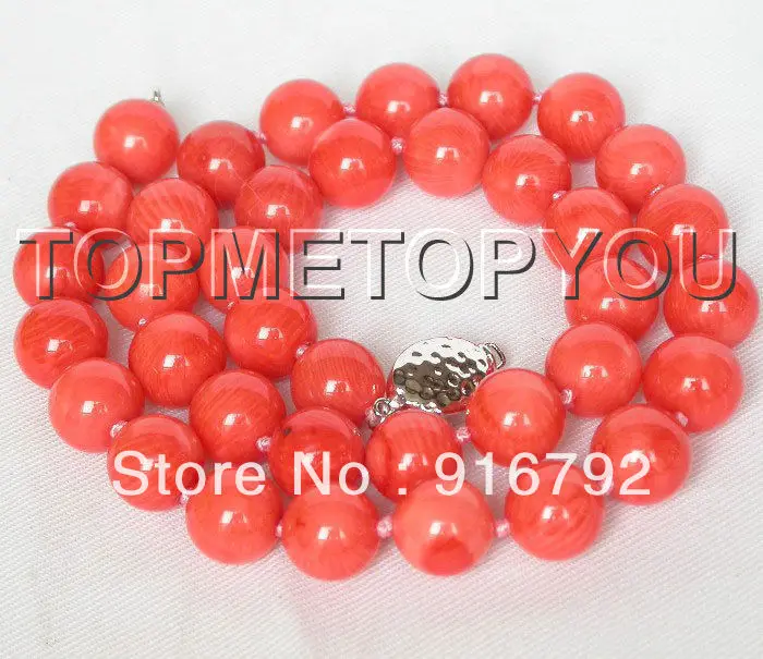 

Stunning! Genuine 18" 11mm round pink coral necklace