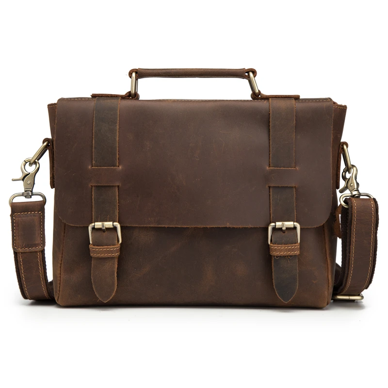 رجل حقائب حقيقية مجنون الحصان الجلود حقيبة ساعي الكتف Crossbody الرجعية الذكور حقيبة الأعمال حقيبة هدية للسفر Mochil Blosa