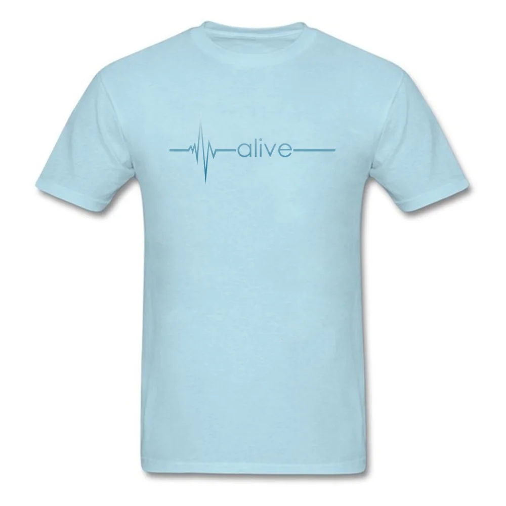 Alive Pure Cotton Men Short Sleeve Tops Shirt Casual Summer Fall T Shirt Europe Tees Company Crew Neck Top Quality Alive light