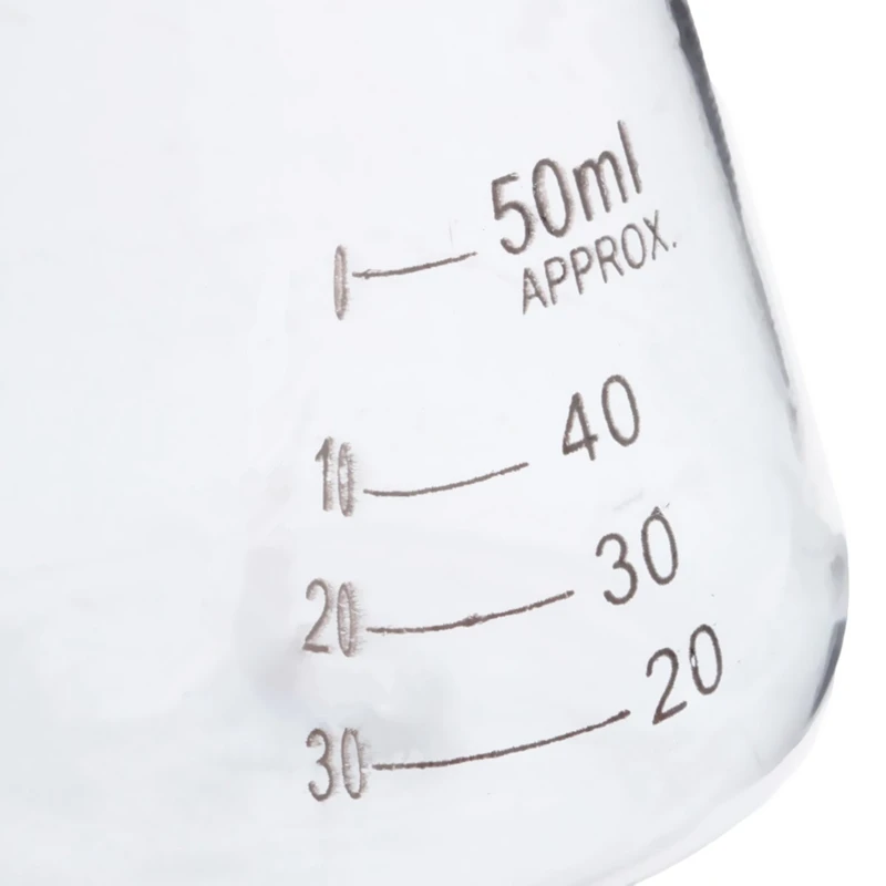 Kicute 1 шт. 50 мл прозрачное научное прозрачное стекло Erlenmeyer колба лаборатория обучающий инструмент для посуды лабораторные принадлежности