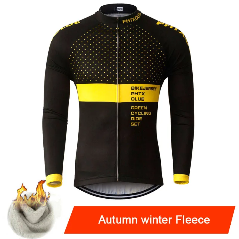 thumbnail image 1 of Phtxolue - Maillot de ciclismo térmico de forro polar para hombre, ropa cálida de manga larga para ciclismo de montaña profesional, para otoño e invierno, para primavera y verano, 1 of 5