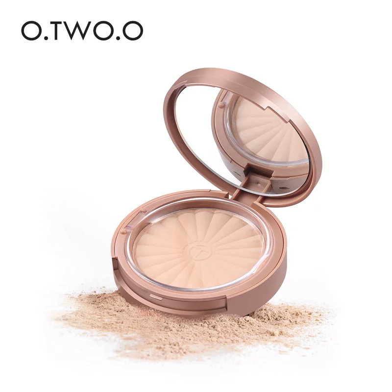 

O.TWO.O Rose Gold Face Pressed Powder Palette Long-Lasting Oil Control Concealer Brightening Whitening Face Makeup Powder 9114