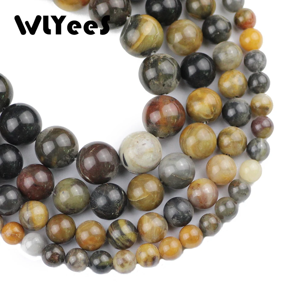 

WLYeeS Top quality Natural Stone Siliciffied Wood stone beads Round Loose bead 6/8/10/12MM Jewelry bracelet accessory making DIY