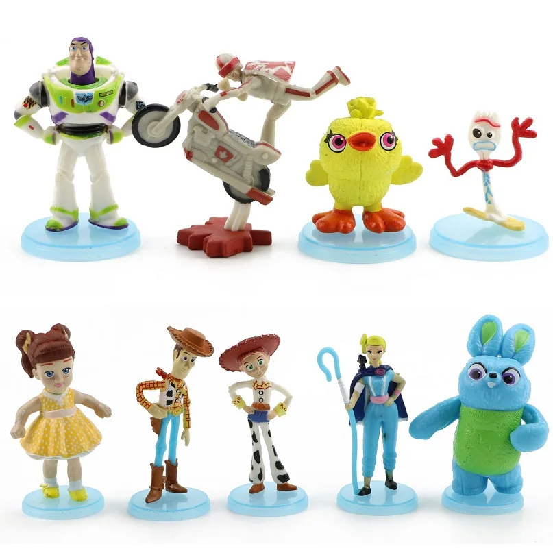 

3pcs/9pcs/10pcs/lot Toy Story 4 Action Figure Toy Cartoon Woody Buzz Lightyear Jessie Forky Collectible Model Doll Kids Gifts