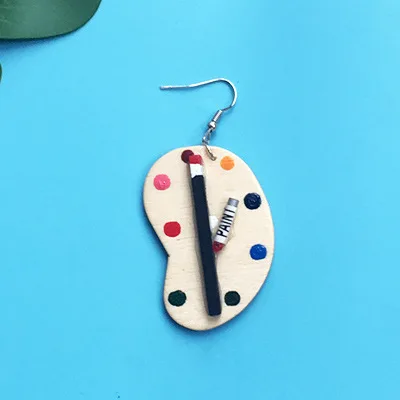 

Diy Creative Handmade Palette Asymmetrical Earrings Female Spring Funny Small Drawing Board Personality Harajuku Taste Earring