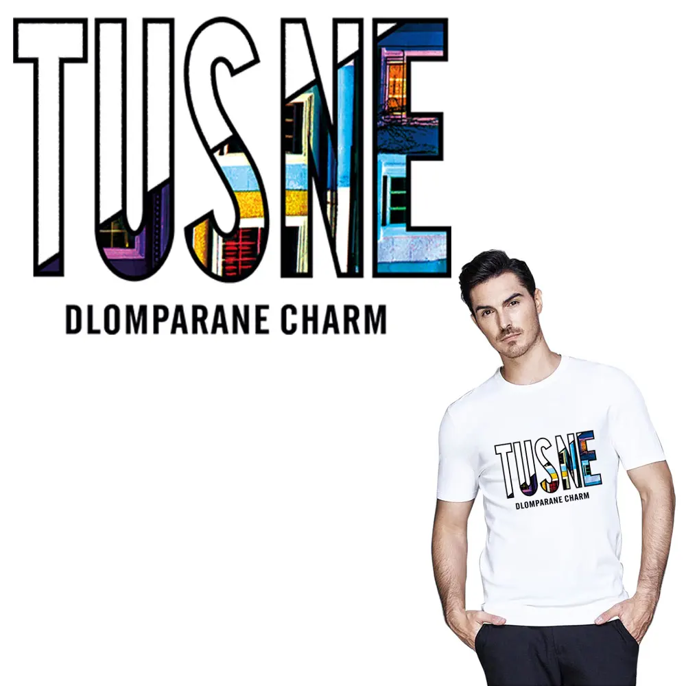 

Cool iron on letters TUSNE band patch heat transfers for clothes applications for clothes sew on patches parche bordado washable