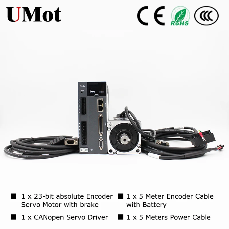 

750W Servo Motor 23-bit Absolute Encoder AC Servo Motor 220v with brake CANopen Servo Driver For DIY CNC Router Build