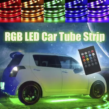 

Car 5050 LED Tube Underglow Underbody Neon Light Strips + Remote Control Set Kit