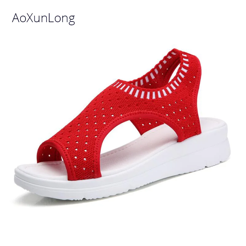 

AoXunLong Summer Large Size Women Sandals Breathable Mesh Casual Shoes Women Outdoor Fashion Flat Shoes EU 35-42 Sandals Women