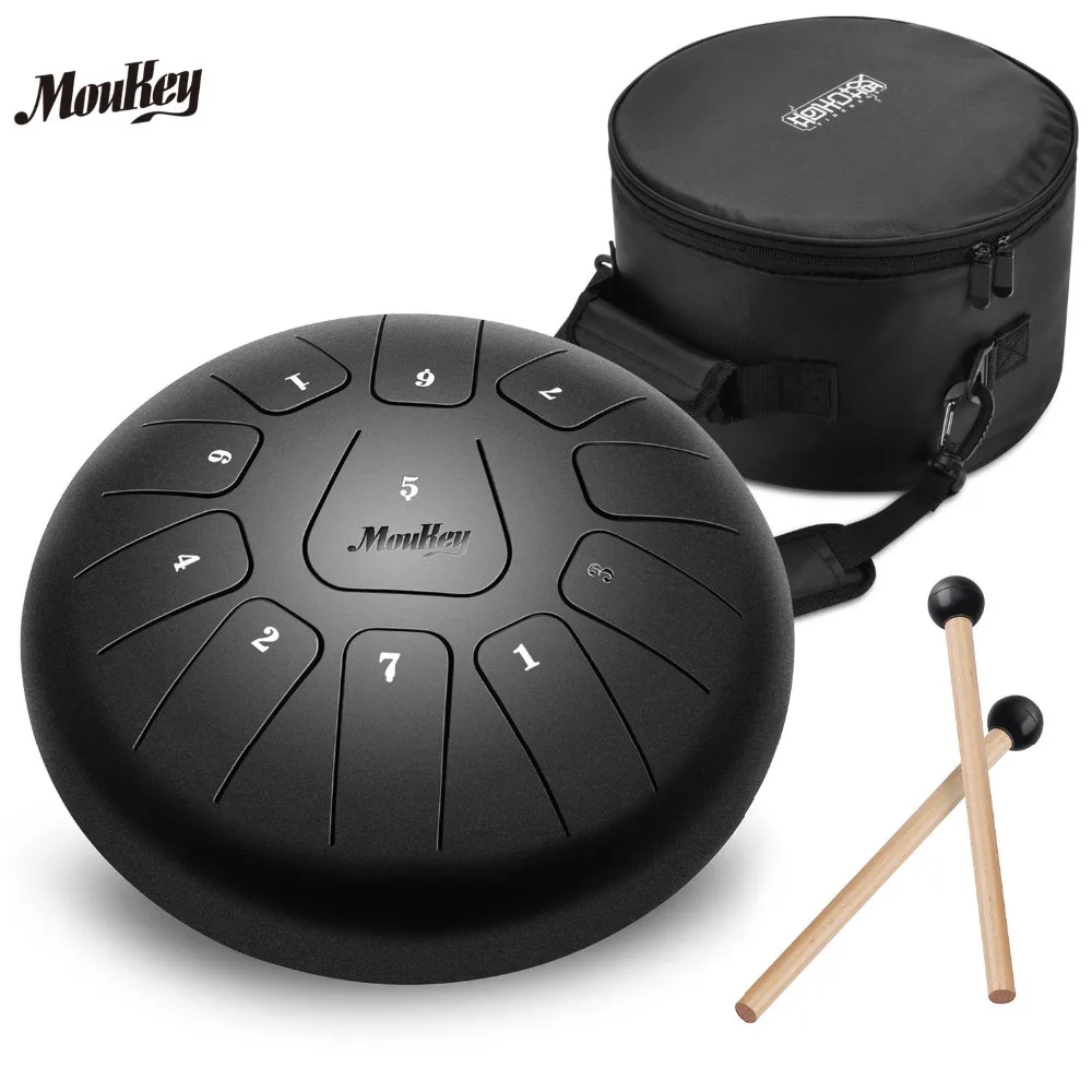 

Moukey Mini Tongue Drum 11 Notes 10 Inches with Padded Travel Bag