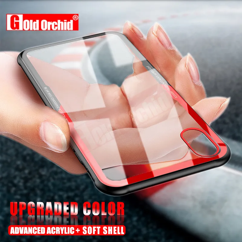 

GoldOrchid Anti-scratch Transparent Back Cases For iPhone X 8 7 Plus 6 6s 10 Case Shell+TPU For iPhone X 10 Case Protector Capa