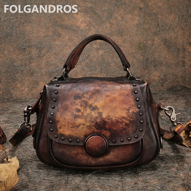 

New Genuine Leather Women Handbag Designer Handmade Shoulder Bag Brand Cow Leather Messenger Crossbody Bag Circular Saddle Bolsa