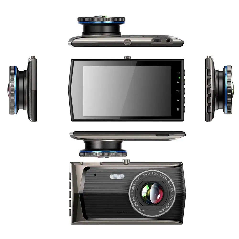 4 дюйма Ips нажатие на экран двойной объектив автомобиля Dash Cam Fhd 1920X1080P Автомобильный видеорегистратор 170 градусов широкоугольный записи для вождения камеры