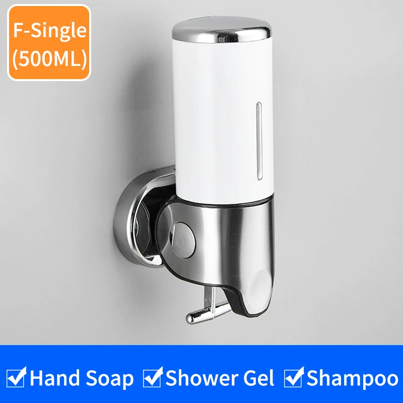 Liquid Soap Dispenser Wall Mounted 500ml Shower Gel Shampoo Dispenser Detergent Triple Hand Hotel Mall Kitchen Hand Soap Bottle - Цвет: F-Single