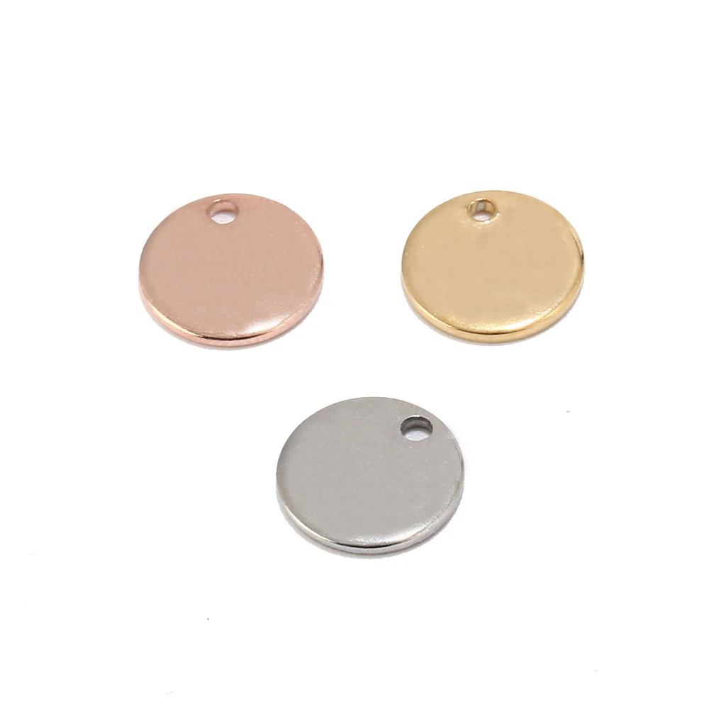 304 нержавеющая сталь монета из розового золота диск Шарм круглые штамповки Пустые бирки Металл для изготовления бижутерии поставка 8 мм/10 мм