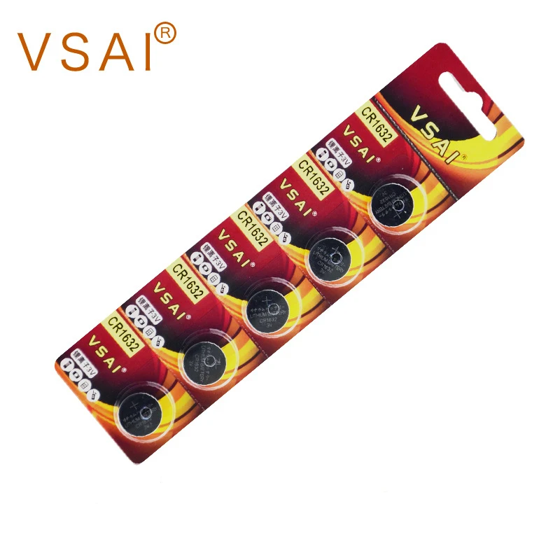 

5pcs VSAI CR1632 3V 120mAh Battery Button Cell Batteries LM1632 BR1632 ECR1632 DL1632 For Remote Control