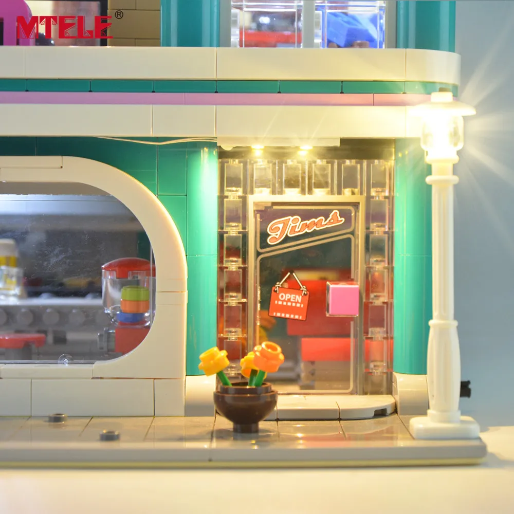 Бренд mtele светодиодный осветительный набор игрушка для центра Diner Creator City Street комплект освещения совместим с 10260