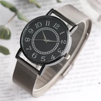 

New Arrivals Creative Fashion Design Ladies Quartz Watche Mesh Stainless Steel Hook Buckle Arabic Numerals Dial Gift Female
