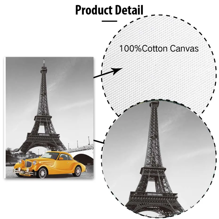 Cars In Paris City Theme Wall Art Realistic Scenery Pictures Canvas Painting Vintage Posters&Prints Living Room Decoration Mural (6)