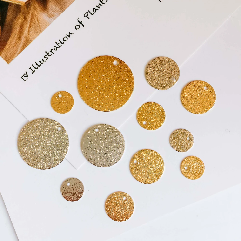 

White K Gold Colors Round Metal Slice Pendant Charms Necklace Earrings Accessories Supplies for Jewelry Diy Material 10pcs