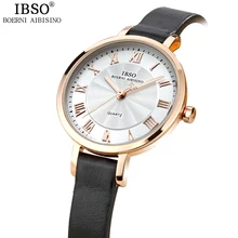 Ibso Топ бренд кварцевые часы женщины Relojes Mujer Водонепроницаемый Montre Femme модные женские туфли часы 2017 натуральная кожа ремень