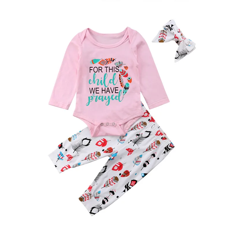 Organic Newborn Infant Baby Girl Outfits Clothes Set Bodysuit+Long