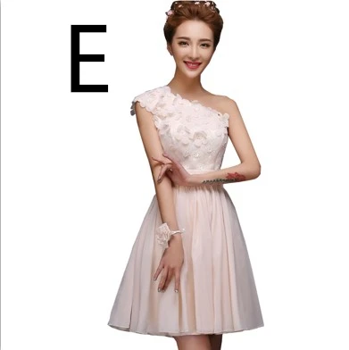 modest chiffon short v neck bridesmaid elegant bridemaid teen bridesmaids dress party dresses champagne wedding guest H4236 - Цвет: E CHAMPAGNE