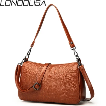 

LONOOLISA 3-in-1 Luxury Handbags Women Bags Designer Leather Shoulder Bag Female Alligator Pattern Messenger Bag Bolsa Feminina