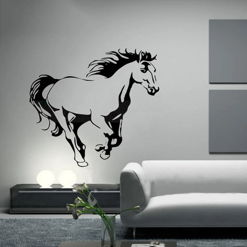 Galloping Horse Wall Murals Wall Art Cavalo Animal Poster Stencils for