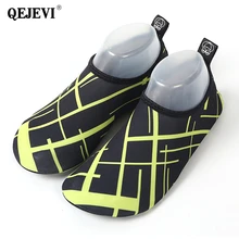 QEJEVI Для мужчин Для женщин Аква Плавание пляжная обувь мягкие воздухопроницаемые Мокасины без застежек; летняя водонепроницаемая обувь для дайвинга Йога носок черные с белым кроссовки со шнурками больших пара