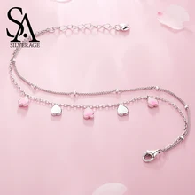 SA SILVERAGE, S925 Стерлинговое Серебро, вишневый цвет, лепестки, браслеты для женщин, женский простой браслет, ювелирные изделия, вечерние, подарки