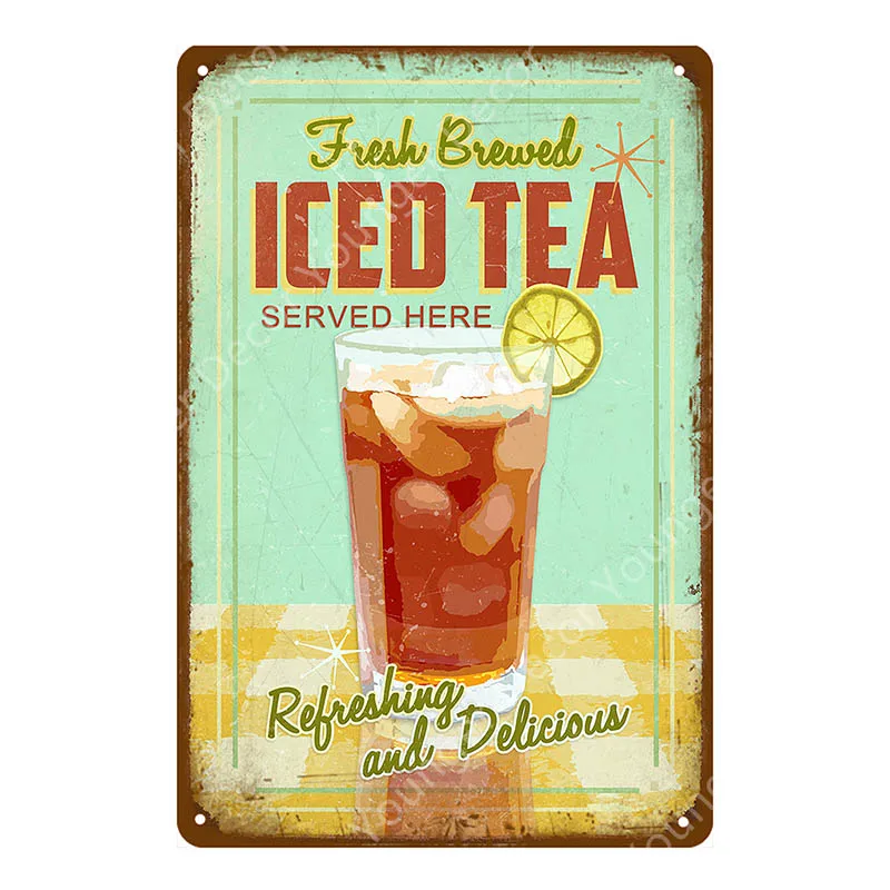 Кофе со льдом металлическая доска Лионс чай эспрессо оловянный Плакат Бар паб кафе магазин ресторан винтажный Настенный декор живопись доска - Цвет: YD1749E