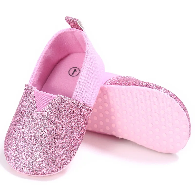 Сезон весна-осень; для малышки От 0 до 1 года, расшитые блестками туфли принцессы мягкая подошва, детские обувь для малышей - Цвет: Розовый