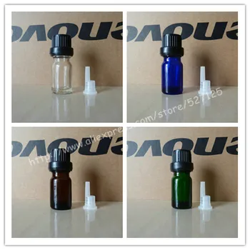 

5ml shiny clear/green/brown/blue glass bottle with black anti-theft screw plastic cap,essential oil bottle.