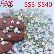 CongShao Блестящий горный хрусталь кристалл AB SS3-SS40 не горячей фиксации FlatBack шитье стразами и ткань одежды кристалл дизайн ногтей камень WC994