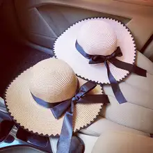 Женские летние каникулы лаконичный солнцезащитный крем сплошной цвет Элегантный Бант широкий с полями, солнце пляж тени шапка для спортивных занятий на свежем воздухе