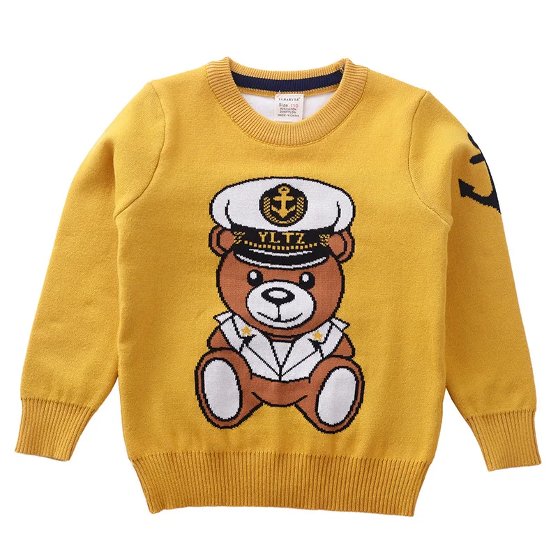 

Two Layers Bear Pattern Sweaters Boys Clothing Solid Boys Sweaters Autumn New Cotton Sweaters Kids Clothes