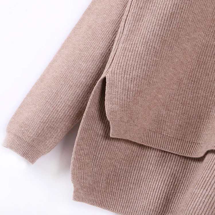 Slashed Hem Half Turtleneck Sweater Women Blouse Knit Sweater Pullover Jumpers Ladies 2018 Fall Winter Basic Loose Thick Tops