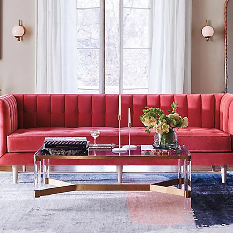 

Brief modern metal stainless steel transparent Yakley coffee table creative fashion living room small coffee table