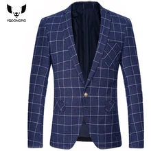 Blazer Männer 2016 Herrenmode Marke Plaid Tasche Dekoration Anzug Beiläufige Dünne Blouson Männlichen Einreiher Single Button 3XL EUU